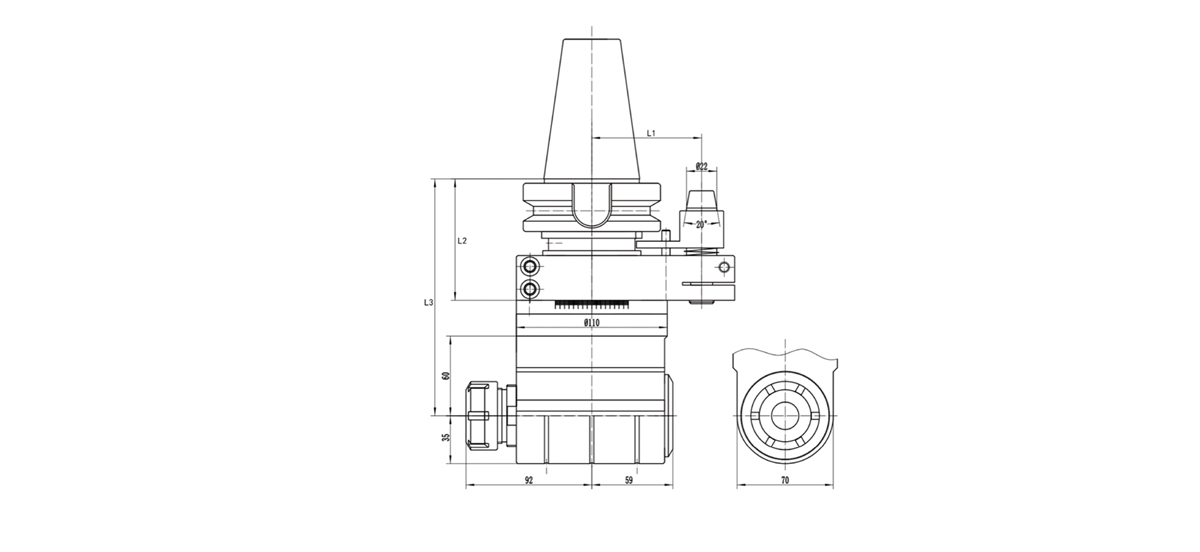 AG90-BT40-ER25-56-0 Angle head