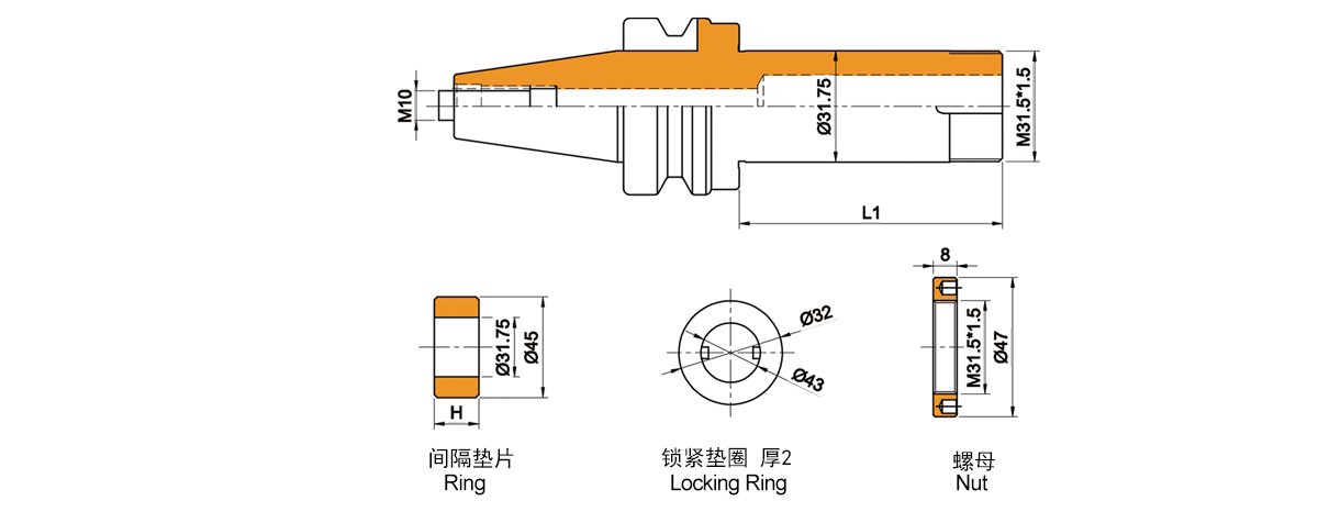 Fabricado na China Saacke especial haste de moagem para máquina de moagem-BT30CB