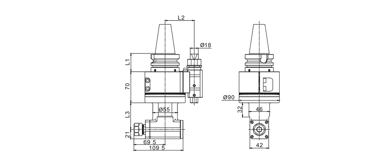 AG90-ER16 Угловая головка AG90-ER16 Угловая головка