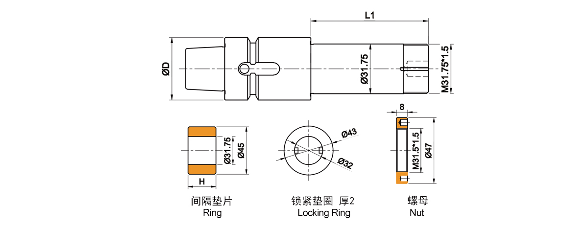 Tige de meule spéciale MAKINO pour rectifieuse
