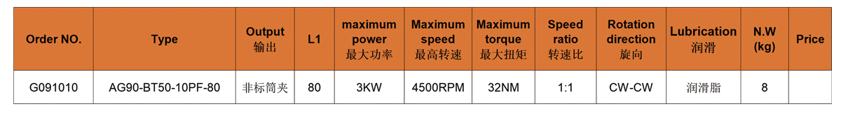 رأس زاوية AG90-10PF-80