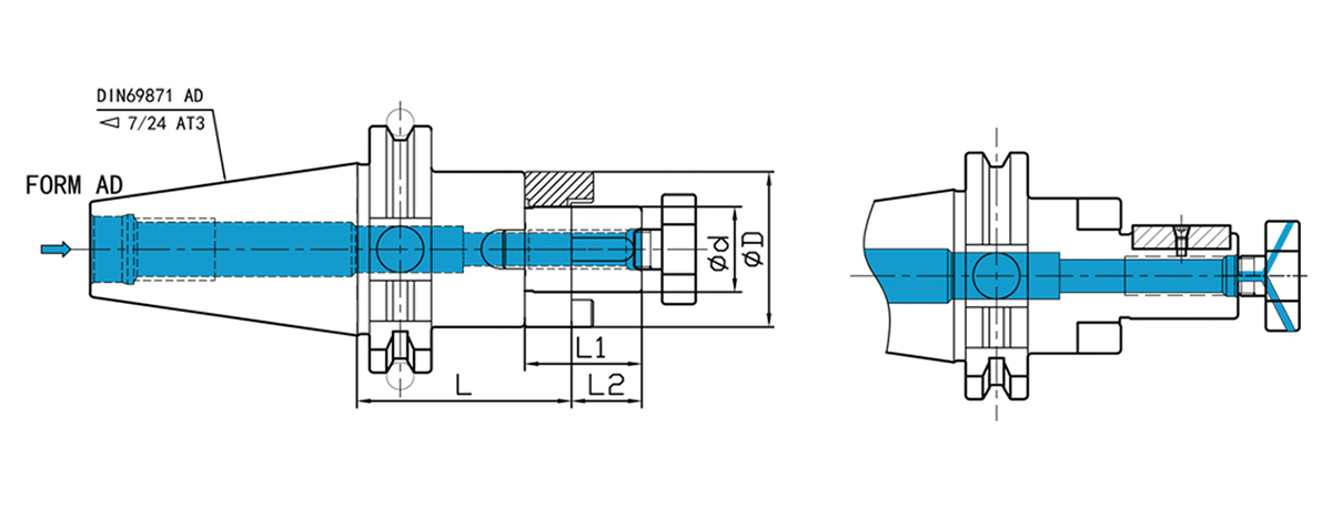 حامل مطحنة الوجه SK مع سائل التبريد (DIN69871)