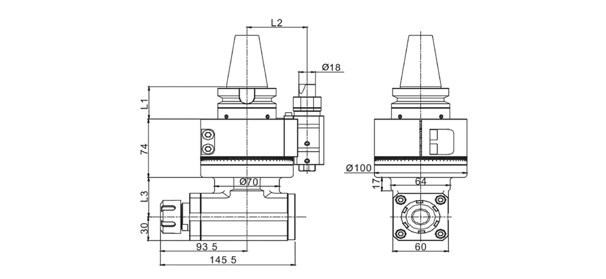 Cabeça angular AG90-ER25 Cabeça angular AG90-ER25